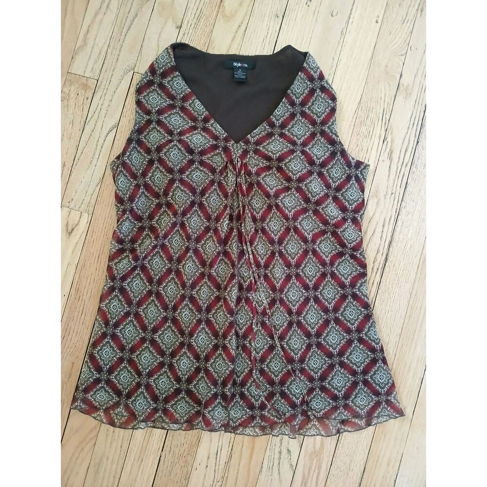 Silky Sheer Lined Top Beachy Boho Sleeveless Spring Summer Women's Size 10